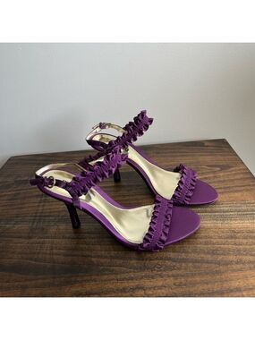 Unlisted Guest List Quarter Ruffle Sandals, Size 8.5, Colour Purple.